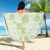 Hawaii Anthurium Tiare Pikake Lei Beach Blanket Sage Green Lauhala Art Pattern LT01 - Polynesian Pride