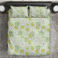 Hawaii Anthurium Tiare Pikake Lei Bedding Set Sage Green Lauhala Art Pattern LT01 Green - Polynesian Pride