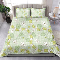Hawaii Anthurium Tiare Pikake Lei Bedding Set Sage Green Lauhala Art Pattern LT01 - Polynesian Pride