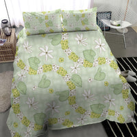 Hawaii Anthurium Tiare Pikake Lei Bedding Set Sage Green Lauhala Art Pattern LT01 - Polynesian Pride