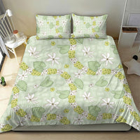Hawaii Anthurium Tiare Pikake Lei Bedding Set Sage Green Lauhala Art Pattern LT01 - Polynesian Pride
