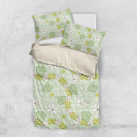 Hawaii Anthurium Tiare Pikake Lei Bedding Set Sage Green Lauhala Art Pattern LT01 US Twin 172cm x 218cm Green - Polynesian Pride
