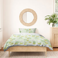 Hawaii Anthurium Tiare Pikake Lei Bedding Set Sage Green Lauhala Art Pattern LT01 - Polynesian Pride