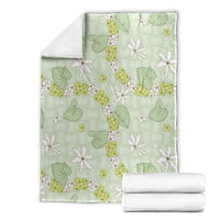 Hawaii Anthurium Tiare Pikake Lei Blanket Sage Green Lauhala Art Pattern