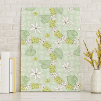 Hawaii Anthurium Tiare Pikake Lei Canvas Wall Art Sage Green Lauhala Art Pattern