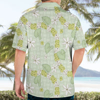 Hawaii Anthurium Tiare Pikake Lei Hawaiian Shirt Sage Green Lauhala Art Pattern LT01 - Polynesian Pride