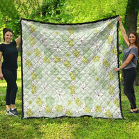 Hawaii Anthurium Tiare Pikake Lei Quilt Sage Green Lauhala Art Pattern