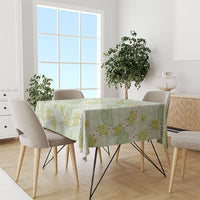 Hawaii Anthurium Tiare Pikake Lei Tablecloth Sage Green Lauhala Art Pattern LT01 - Polynesian Pride