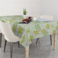 Hawaii Anthurium Tiare Pikake Lei Tablecloth Sage Green Lauhala Art Pattern LT01 - Polynesian Pride