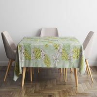 Hawaii Anthurium Tiare Pikake Lei Tablecloth Sage Green Lauhala Art Pattern LT01 - Polynesian Pride