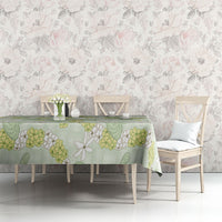 Hawaii Anthurium Tiare Pikake Lei Tablecloth Sage Green Lauhala Art Pattern LT01 - Polynesian Pride