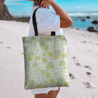 Hawaii Anthurium Tiare Pikake Lei Tote Bag Sage Green Lauhala Art Pattern LT01 - Polynesian Pride