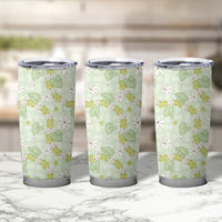 Hawaii Anthurium Tiare Pikake Lei Tumbler Cup Sage Green Lauhala Art Pattern