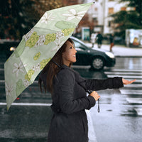 Hawaii Anthurium Tiare Pikake Lei Umbrella Sage Green Lauhala Art Pattern