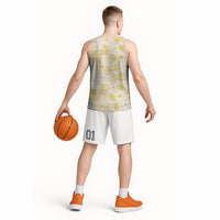 Hawaii Anthurium Tiare Pikake Lei Basketball Jersey Melemele Lauhala Art Pattern