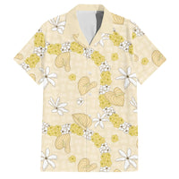 Hawaii Anthurium Tiare Pikake Lei Family Matching Long Sleeve Bodycon Dress and Hawaiian Shirt Melemele Lauhala Art Pattern