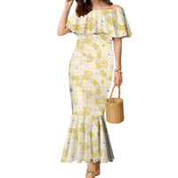 Hawaii Anthurium Tiare Pikake Lei Family Matching Mermaid Dress and Hawaiian Shirt Melemele Lauhala Art Pattern