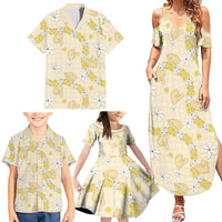 Hawaii Anthurium Tiare Pikake Lei Family Matching Summer Maxi Dress and Hawaiian Shirt Melemele Lauhala Art Pattern