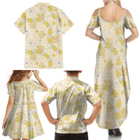 Hawaii Anthurium Tiare Pikake Lei Family Matching Summer Maxi Dress and Hawaiian Shirt Melemele Lauhala Art Pattern