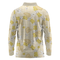 Hawaii Anthurium Tiare Pikake Lei Long Sleeve Polo Shirt Melemele Lauhala Art Pattern