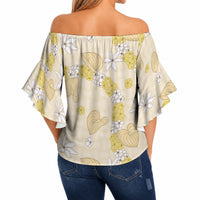Hawaii Anthurium Tiare Pikake Lei Off Shoulder Wrap Waist Top Melemele Lauhala Art Pattern LT01 - Polynesian Pride
