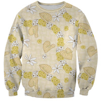 Hawaii Anthurium Tiare Pikake Lei Sweatshirt Melemele Lauhala Art Pattern