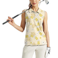 Hawaii Anthurium Tiare Pikake Lei Women Sleeveless Polo Shirt Melemele Lauhala Art Pattern