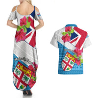 Fiji Day Couples Matching Summer Maxi Dress and Hawaiian Shirt Fijian Hibiscus Special Version LT01 - Polynesian Pride