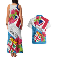 Personalised Fiji Day Couples Matching Tank Maxi Dress and Hawaiian Shirt Fijian Hibiscus Special Version LT01 - Polynesian Pride