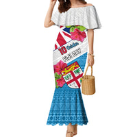 Personalised Fiji Day Mermaid Dress Fijian Hibiscus Special Version LT01 Women White - Polynesian Pride