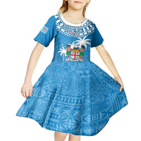 Personalised Fiji Kid Short Sleeve Dress Bula Fijian Tapa Pattern LT01 - Polynesian Pride