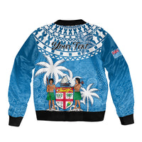 Personalised Fiji Sleeve Zip Bomber Jacket Bula Fijian Tapa Pattern LT01 - Polynesian Pride