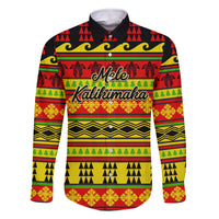 Custom Hawaii Christmas Family Matching Long Sleeve Bodycon Dress and Hawaiian Shirt Hawaiian Quilt Pattern Reggae Version LT01 Dad's Shirt - Long Sleeve Art - Polynesian Pride