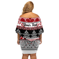 Custom New Zealand Christmas Off Shoulder Short Dress Maori Meri Kirihimete Moko LT01 - Polynesian Pride