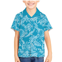Tahiti Ninamu Tiare Floral Family Matching Mermaid Dress and Hawaiian Shirt Monstera Palm Tropical Leaves - Polynesian Pride