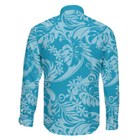 Tahiti Ninamu Tiare Floral Family Matching Off The Shoulder Long Sleeve Dress and Hawaiian Shirt Monstera Palm Tropical Leaves - Polynesian Pride