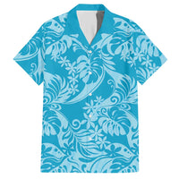 Tahiti Ninamu Tiare Floral Hawaiian Shirt Monstera Palm Tropical Leaves LT01 Blue - Polynesian Pride