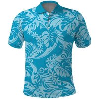 Tahiti Ninamu Tiare Floral Polo Shirt Monstera Palm Tropical Leaves - Polynesian Pride