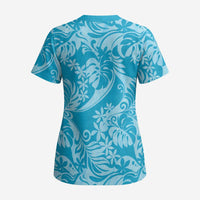Tahiti Ninamu Tiare Floral Scrub Top Monstera Palm Tropical Leaves - Polynesian Pride