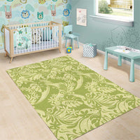 Tahiti Olive Tiare Floral Area Rug Monstera Palm Tropical Leaves - Polynesian Pride