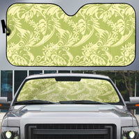 Tahiti Olive Tiare Floral Auto Sun Shade Monstera Palm Tropical Leaves - Polynesian Pride