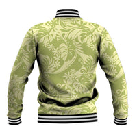 Tahiti Olive Tiare Floral Baseball Jacket Monstera Palm Tropical Leaves - Polynesian Pride