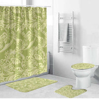 Tahiti Olive Tiare Floral Bathroom Set Monstera Palm Tropical Leaves - Polynesian Pride