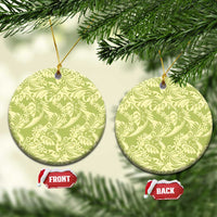 Tahiti Olive Tiare Floral Ceramic Ornament Monstera Palm Tropical Leaves - Polynesian Pride