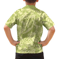 Tahiti Olive Tiare Floral Family Matching Off Shoulder Maxi Dress and Hawaiian Shirt Monstera Palm Tropical Leaves - Polynesian Pride