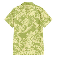 Tahiti Olive Tiare Floral Family Matching Off Shoulder Short Dress and Hawaiian Shirt Monstera Palm Tropical Leaves - Polynesian Pride