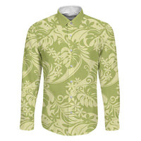 Tahiti Olive Tiare Floral Family Matching Off Shoulder Short Dress and Hawaiian Shirt Monstera Palm Tropical Leaves - Polynesian Pride