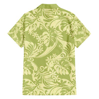 Tahiti Olive Tiare Floral Family Matching Puletasi and Hawaiian Shirt Monstera Palm Tropical Leaves - Polynesian Pride