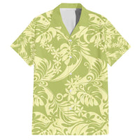 Tahiti Olive Tiare Floral Family Matching Tank Maxi Dress and Hawaiian Shirt Monstera Palm Tropical Leaves - Polynesian Pride