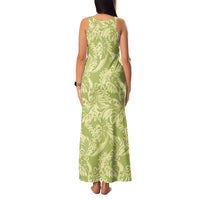 Tahiti Olive Tiare Floral Family Matching Tank Maxi Dress and Hawaiian Shirt Monstera Palm Tropical Leaves - Polynesian Pride